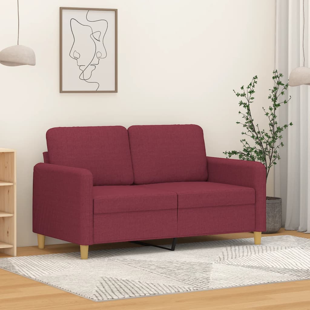 2-personers sofa 120 cm stof vinrød