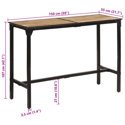 barbord 150x55x107 cm massivt ru mangotræ