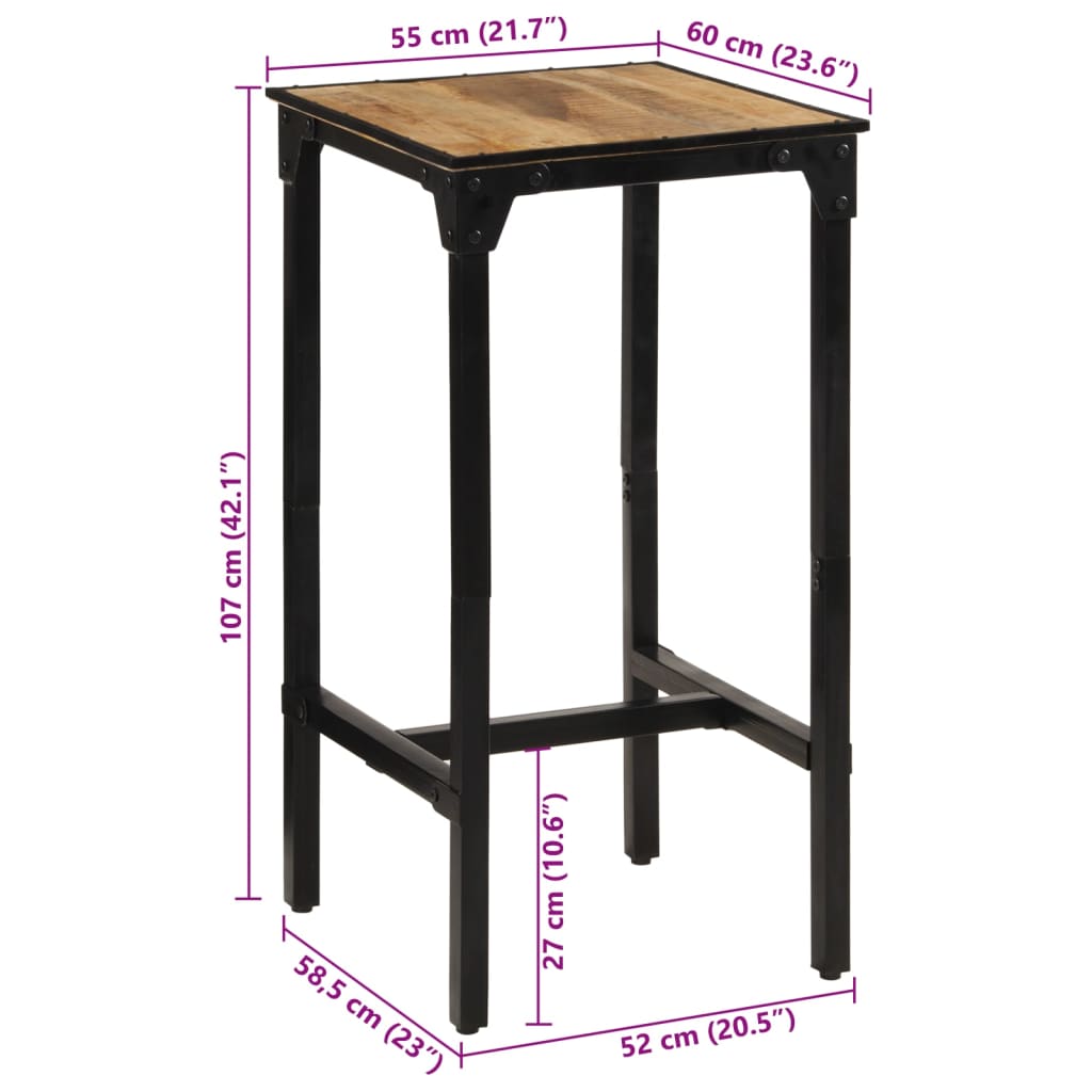 barbord 60x55x107 cm massivt ru mangotræ