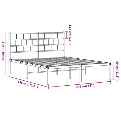 sengeramme med sengegavl 135x190 cm metal sort