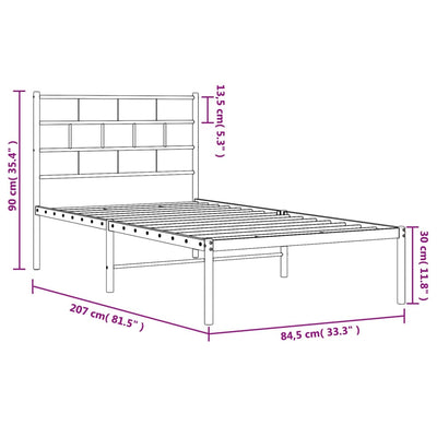 sengeramme med sengegavl 80x200 cm metal hvid