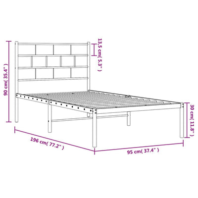 sengeramme med sengegavl 90x190 cm metal hvid