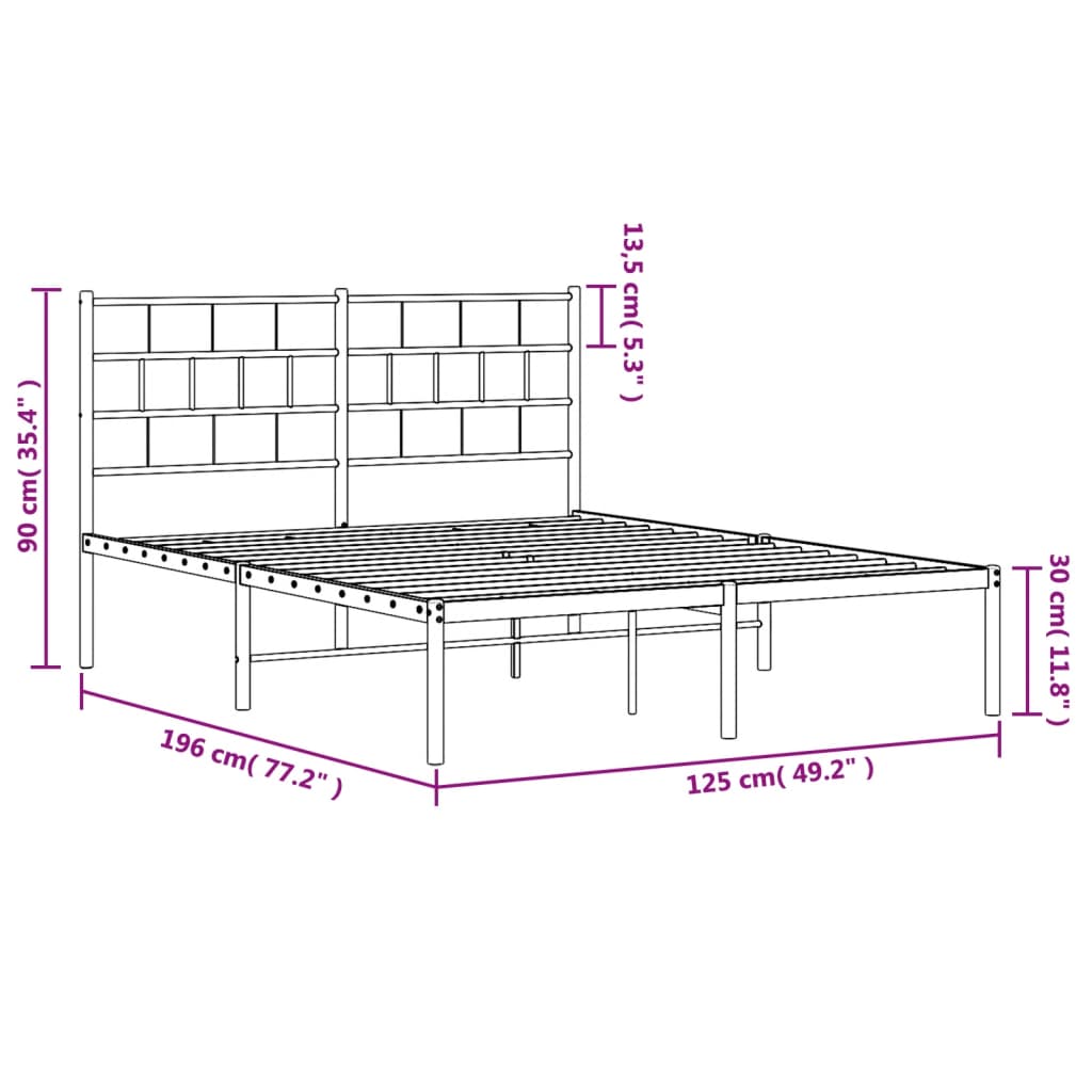 sengeramme med sengegavl 120x190 cm metal hvid