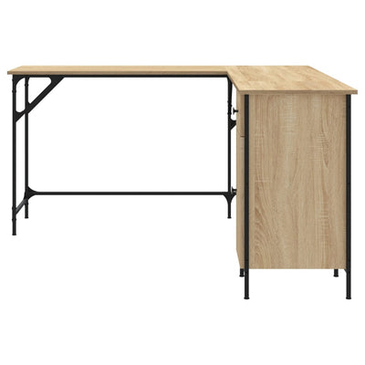 skrivebord 141x141x75 cm konstrueret træ sonoma-eg