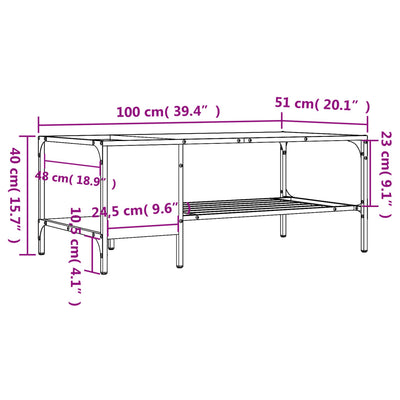 sofabord med stativ 100x51x40 cm konstrueret træ sort