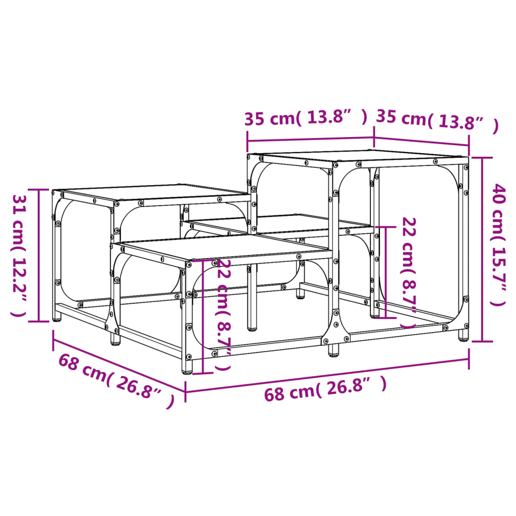 sofabord 68x68x40 cm konstrueret træ sort