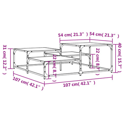 sofabord 107x107x40 cm konstrueret træ sonoma-eg