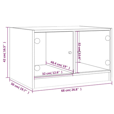 sofabord med glaslåger 68x50x42 cm sonoma-eg