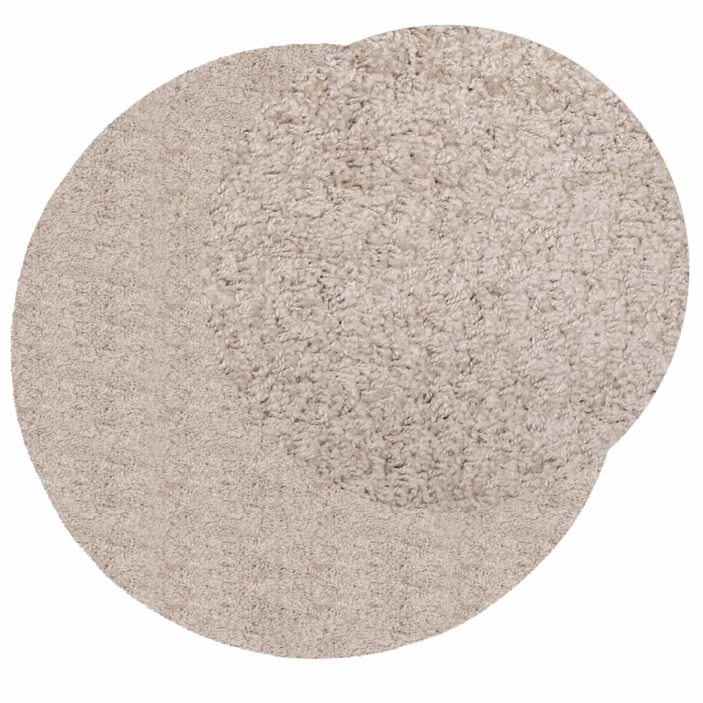 shaggy gulvtæppe PAMPLONA Ø 80 cm høj luv beige