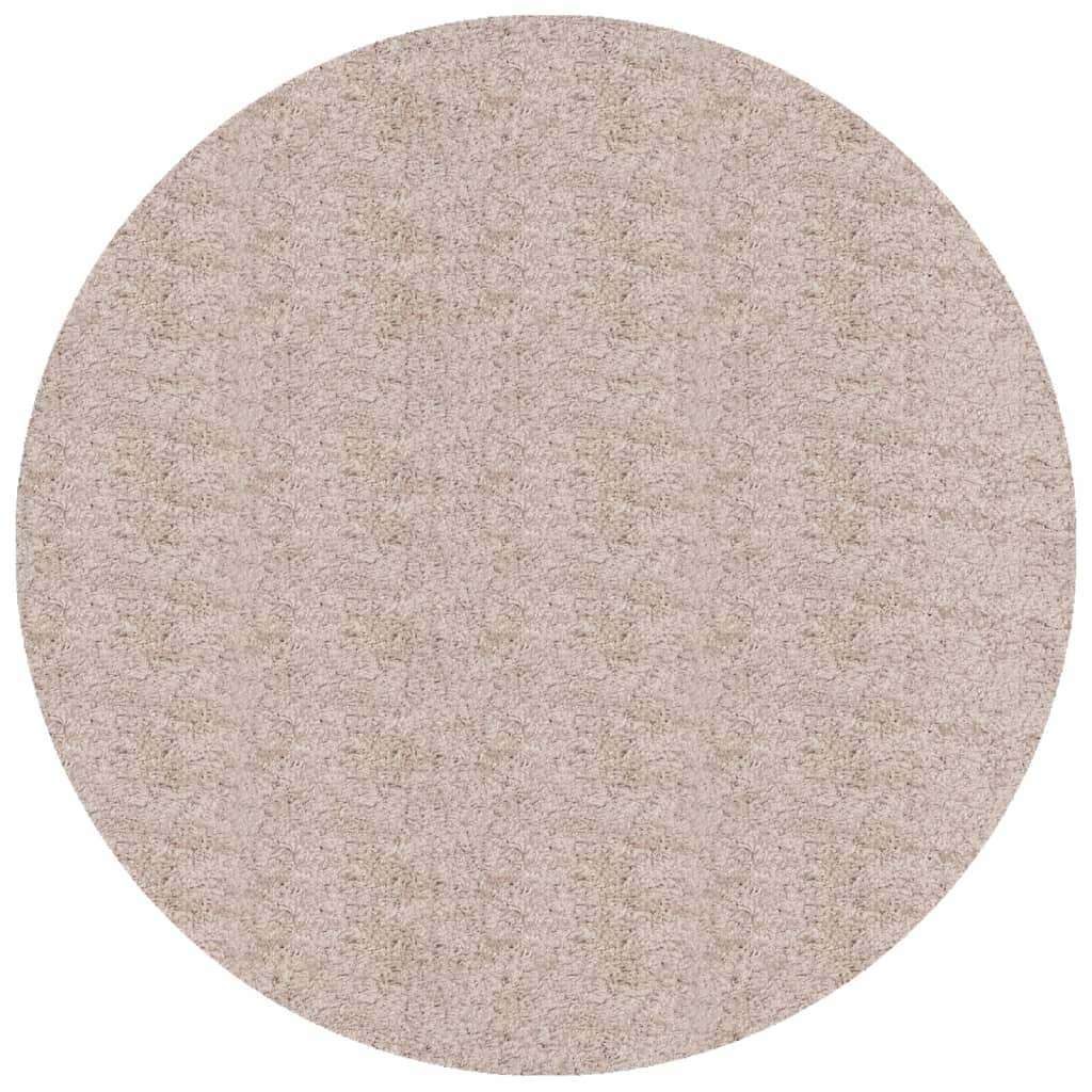 shaggy gulvtæppe PAMPLONA Ø 120 cm høj luv beige