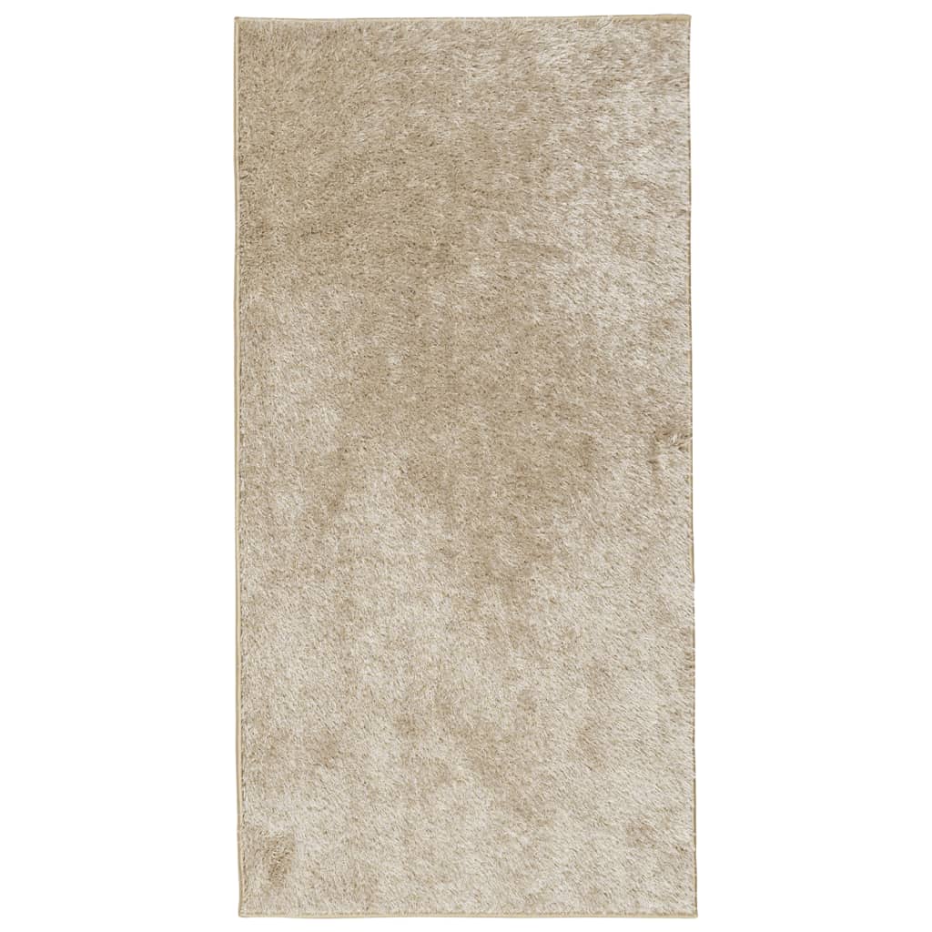 gulvtæppe ISTAN 80x150 cm lang luv skinnende look beige