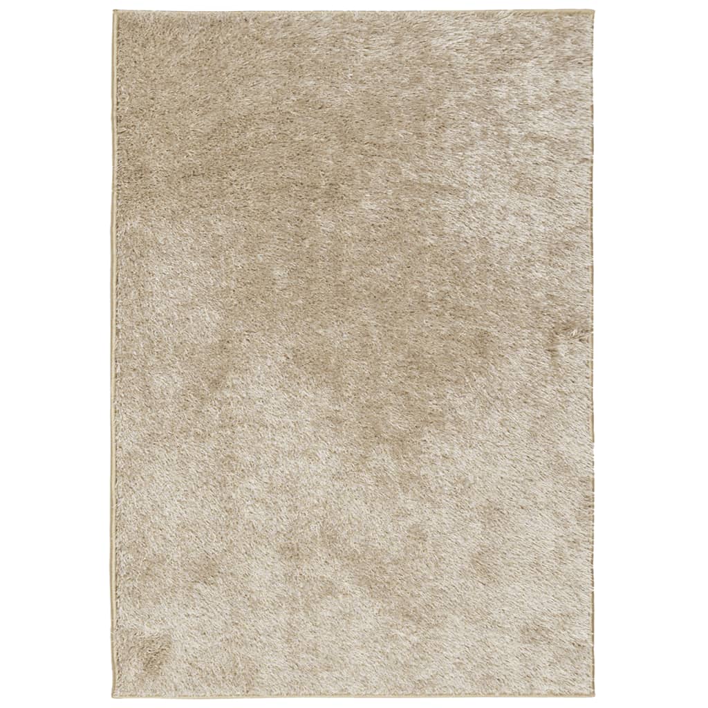 gulvtæppe ISTAN 80x150 cm lang luv skinnende look beige