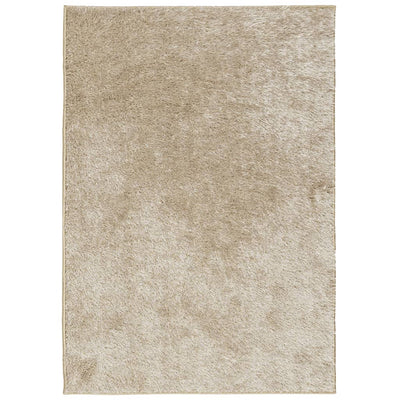 gulvtæppe ISTAN 80x150 cm lang luv skinnende look beige