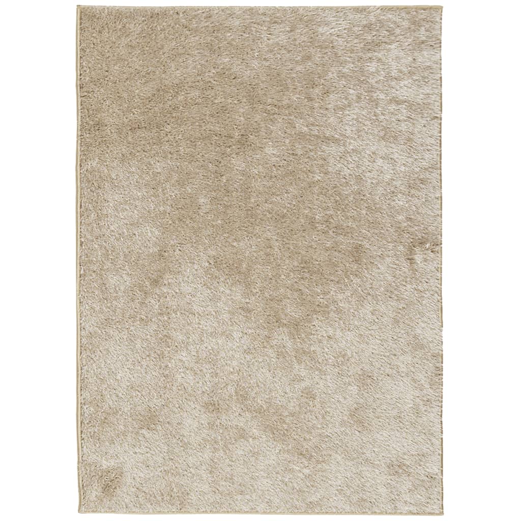 gulvtæppe ISTAN 200x280 cm lang luv skinnende look beige