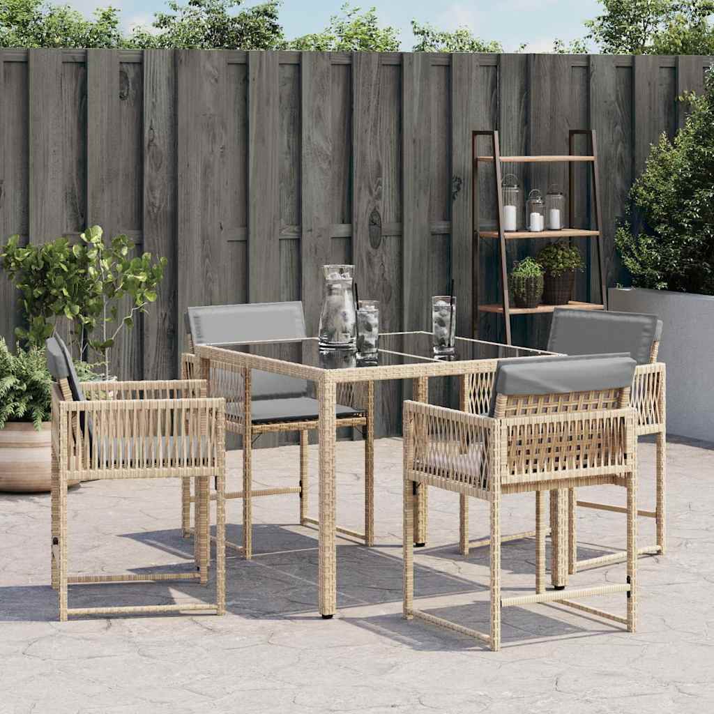 havestole 4 stk. med hynder polyrattan blandet beige