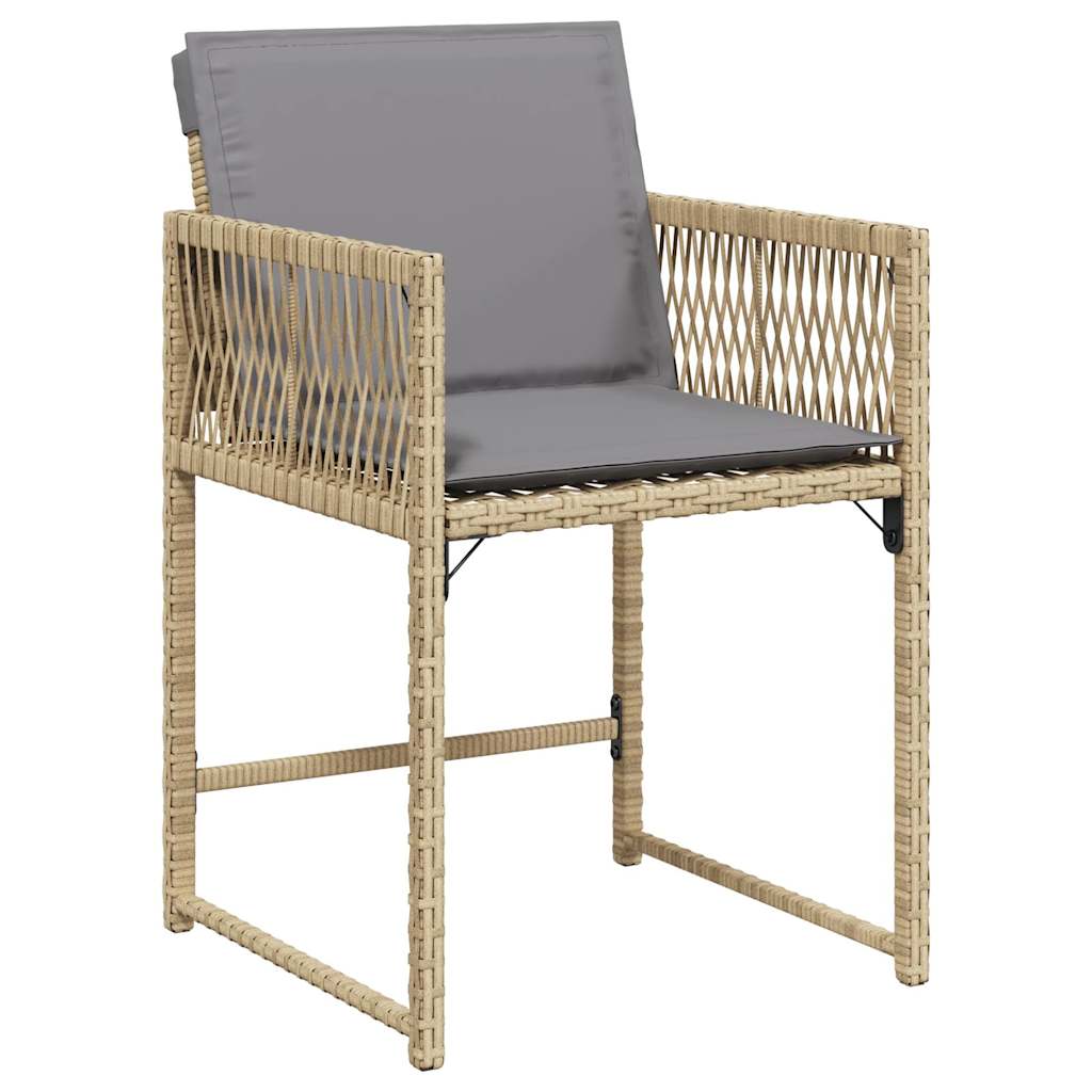 havestole 4 stk. med hynder polyrattan blandet beige