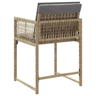 havestole 4 stk. med hynder polyrattan blandet beige