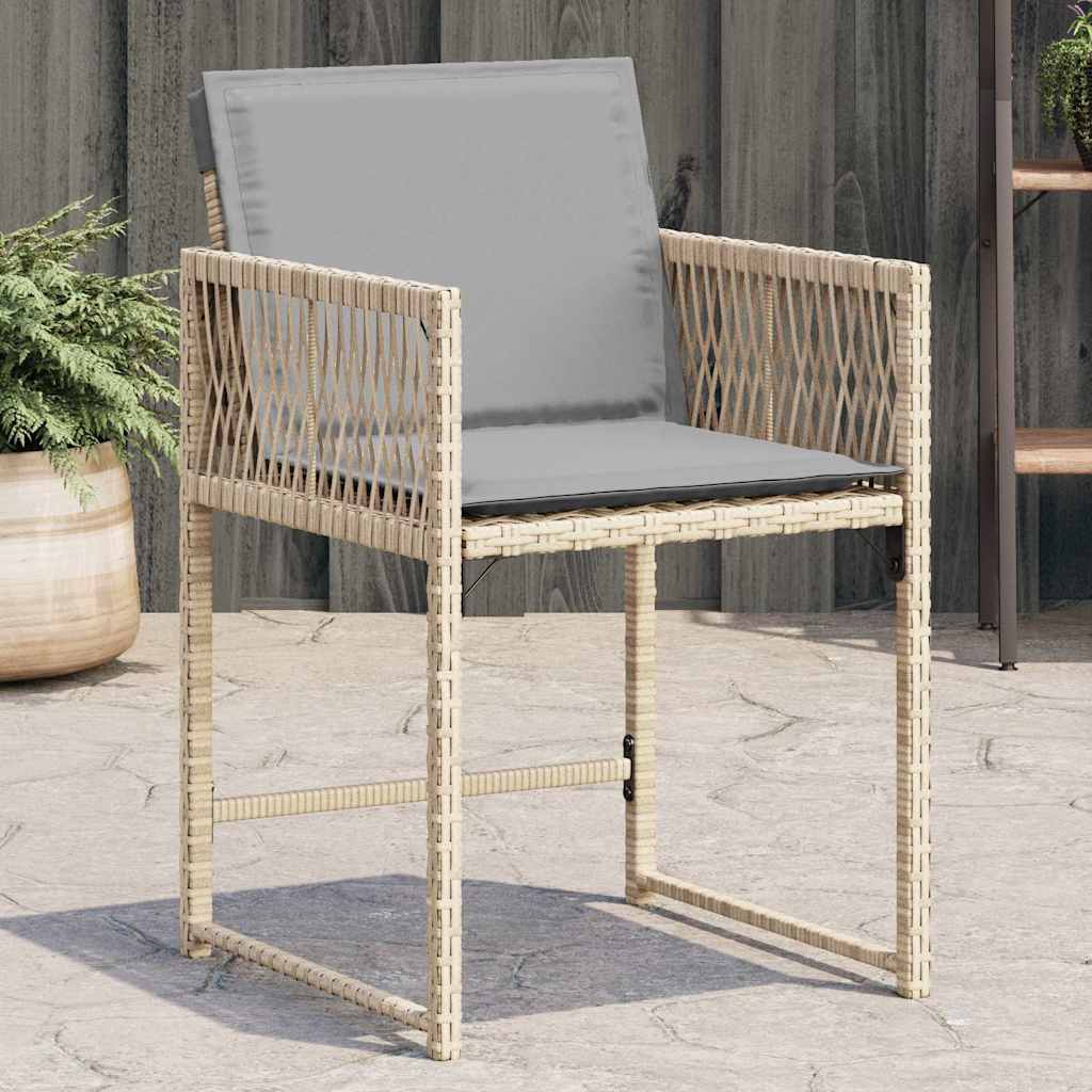 havestole 4 stk. med hynder polyrattan blandet beige