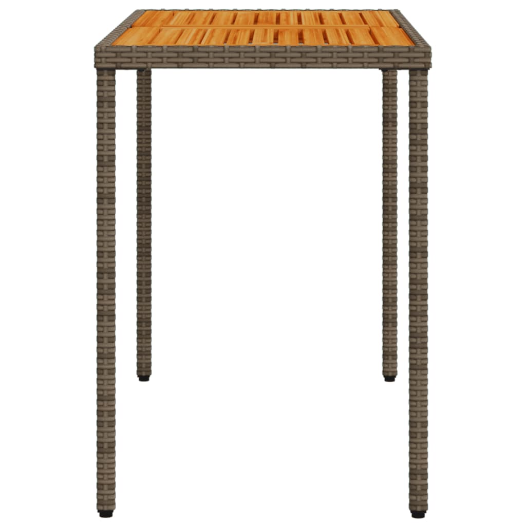 havebord med top i akacietræ 115x54x74 cm polyrattan grå