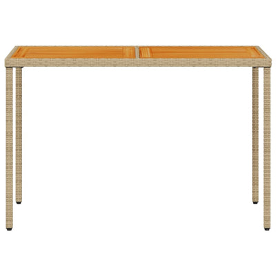 havebord med top i akacietræ 115x54x74 cm polyrattan beige