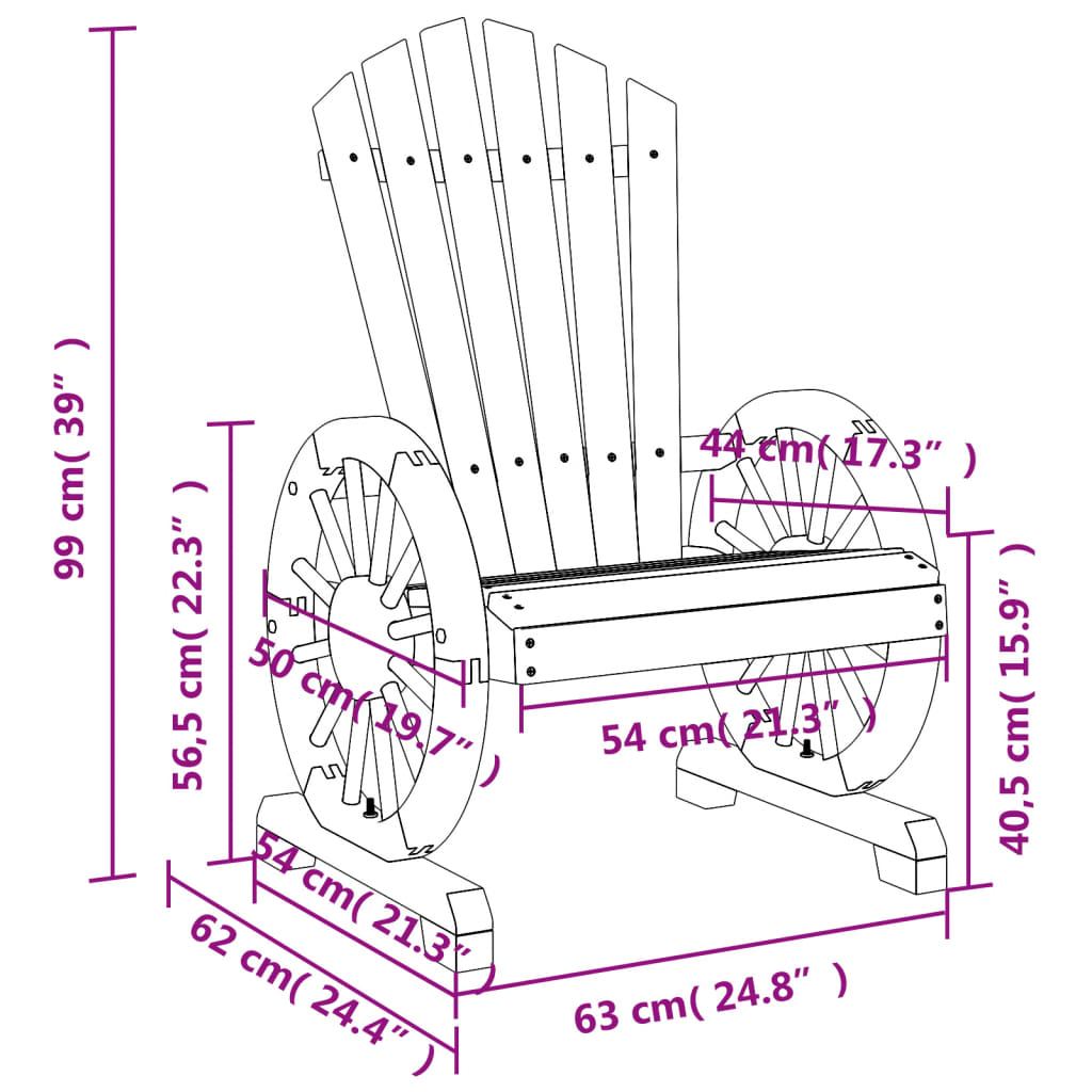 Adirondack-havestole 2 stk. massivt grantræ