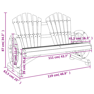 2-personers Adirondack-havestol massivt grantræ