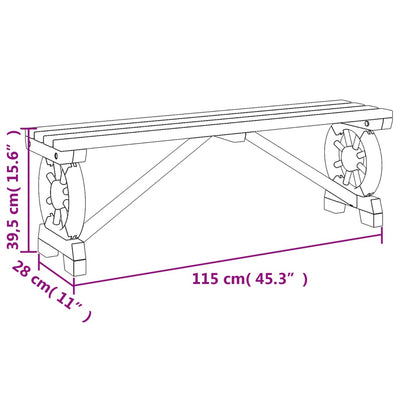 havebænk 115 cm massivt fyrretræ