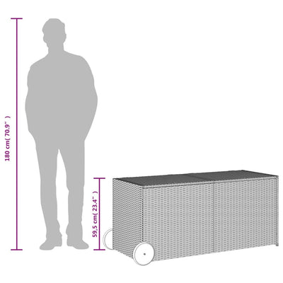 opbevaringsboks med hjul 283 l polyrattan sort