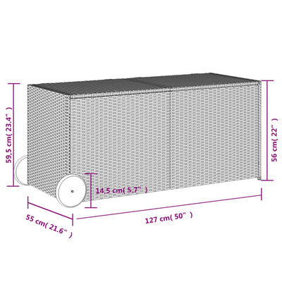 opbevaringsboks med hjul 283 l polyrattan sort