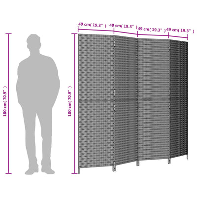 rumdeler 4 paneler polyrattan sort