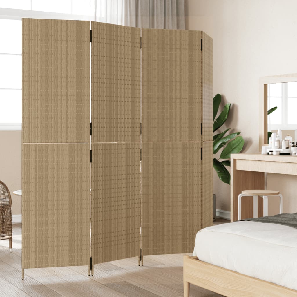 rumdeler 4 paneler polyrattan beige