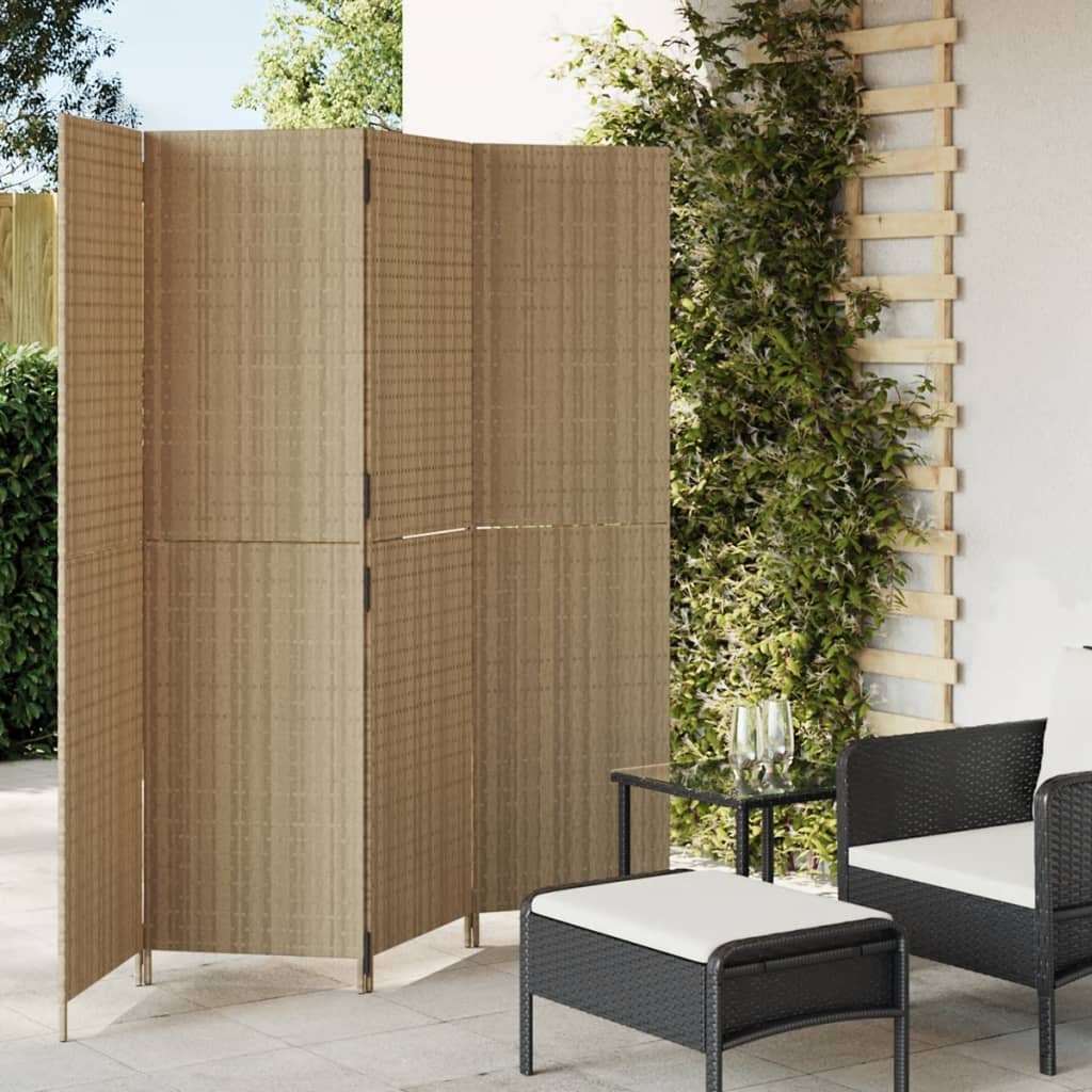 rumdeler 4 paneler polyrattan beige