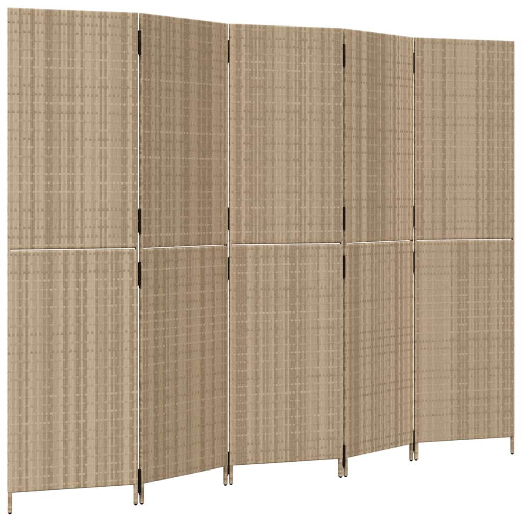 rumdeler 5 paneler polyrattan beige