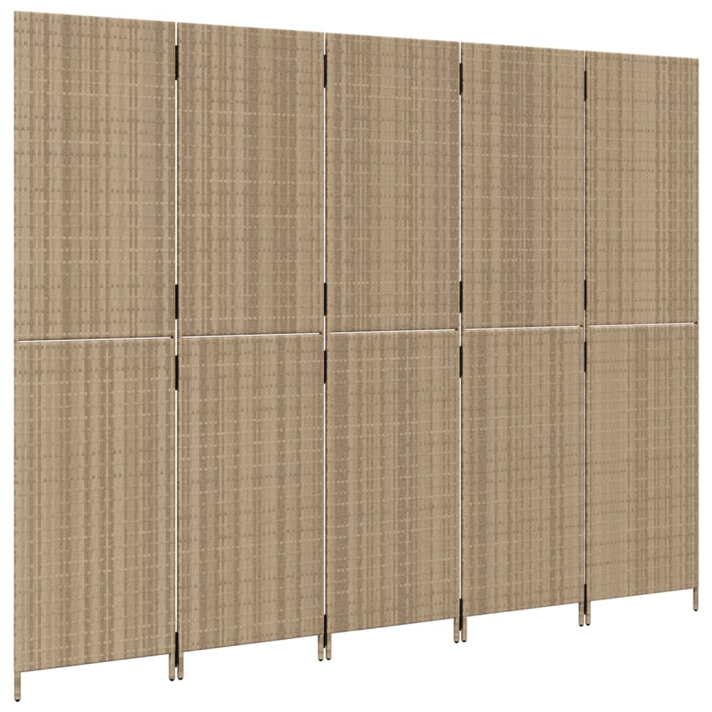 rumdeler 5 paneler polyrattan beige