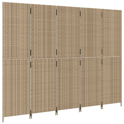 rumdeler 5 paneler polyrattan beige