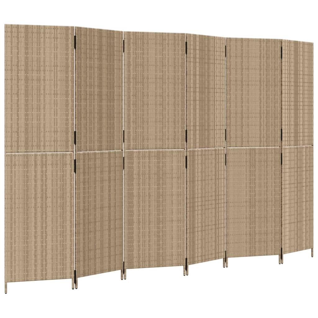 rumdeler 6 paneler polyrattan beige