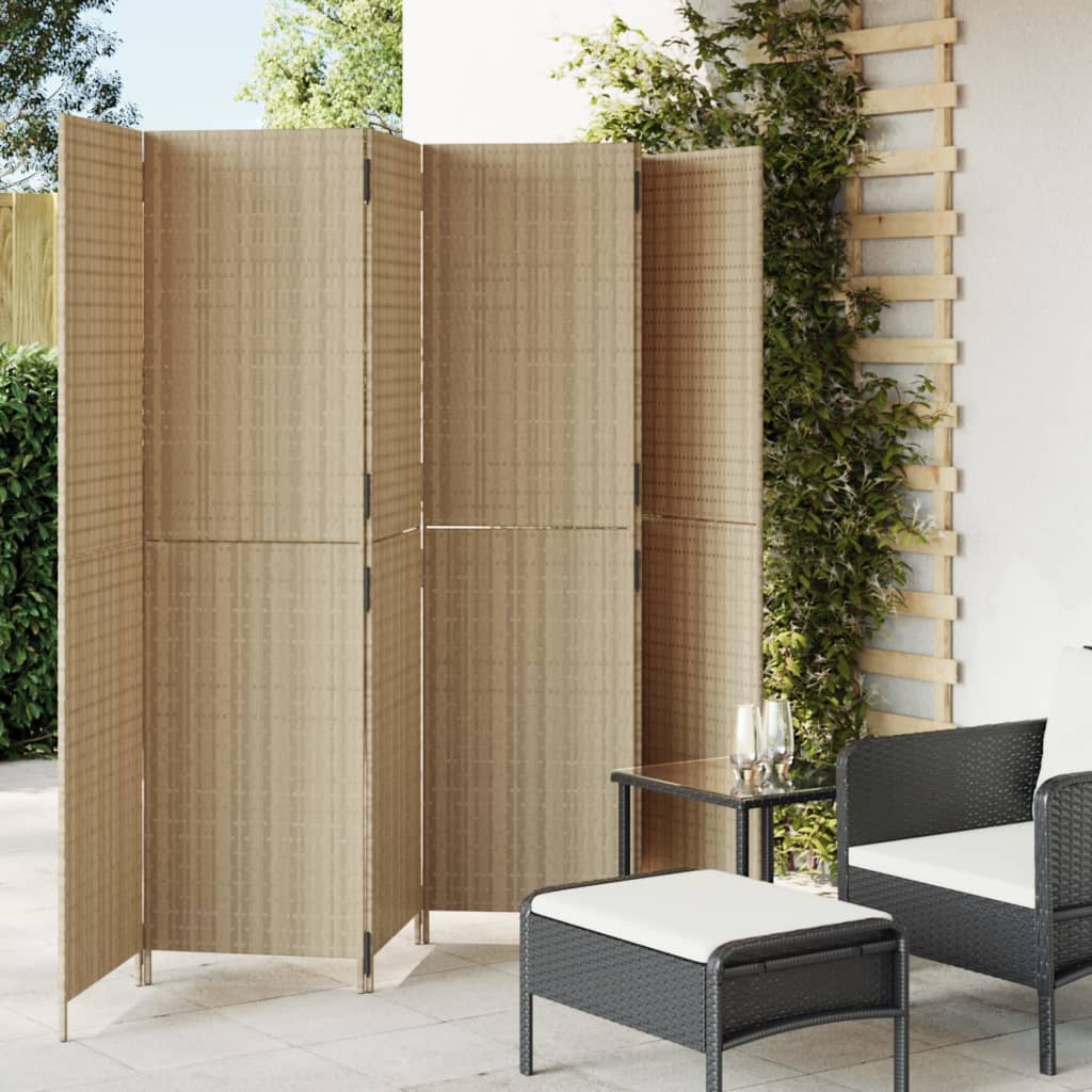 rumdeler 6 paneler polyrattan beige