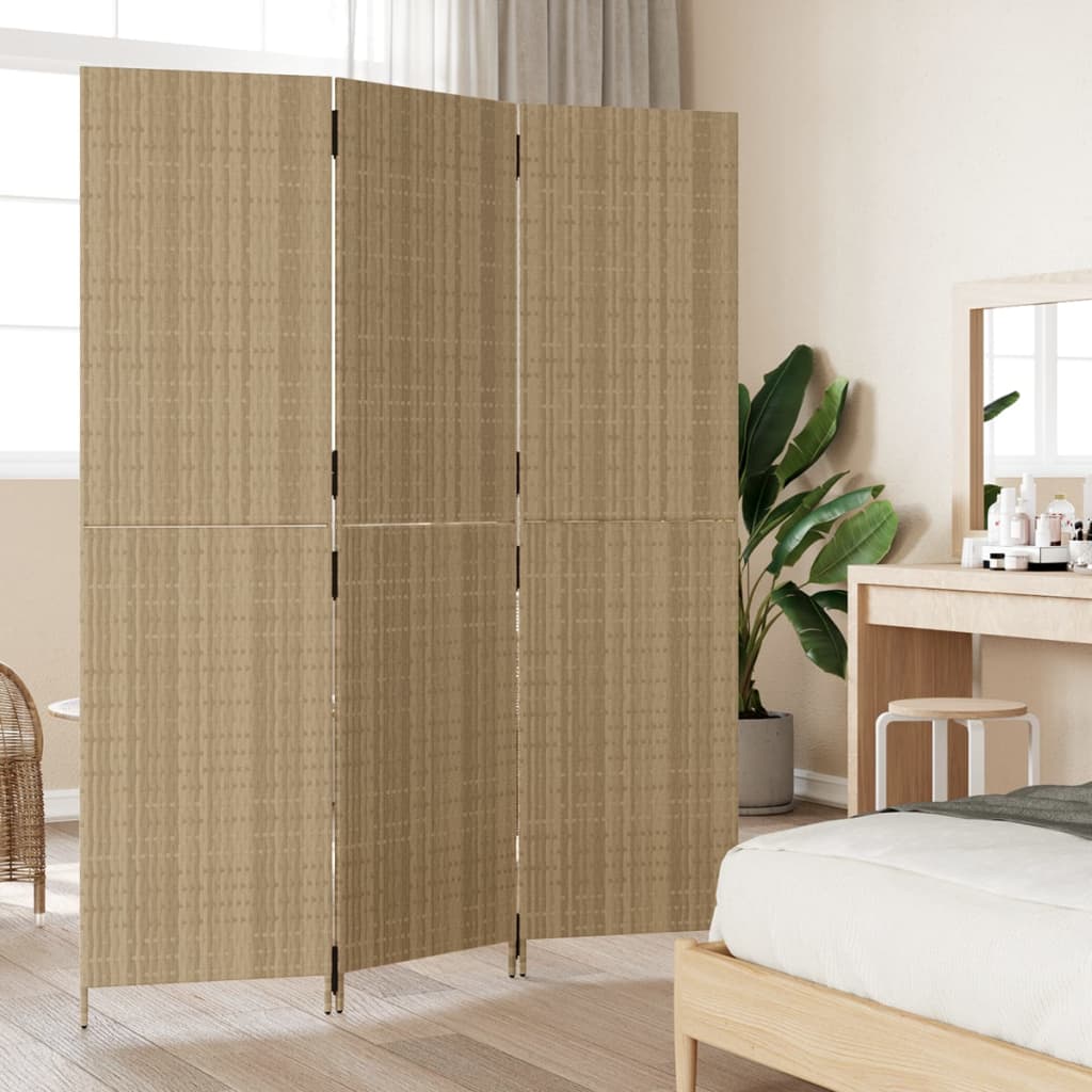 rumdeler 3 paneler polyrattan beige