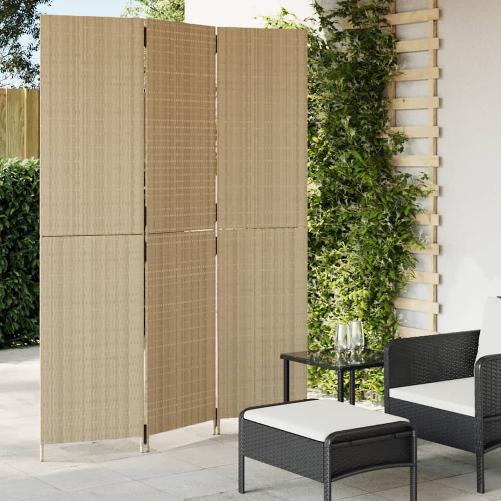 rumdeler 3 paneler polyrattan beige