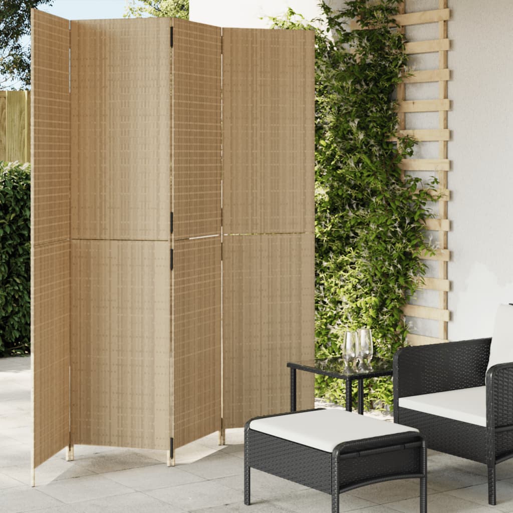 rumdeler 4 paneler polyrattan beige