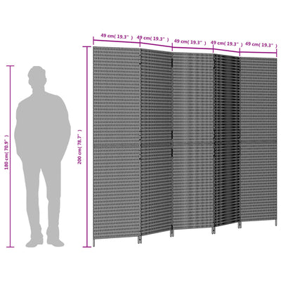 rumdeler 5 paneler polyrattan sort