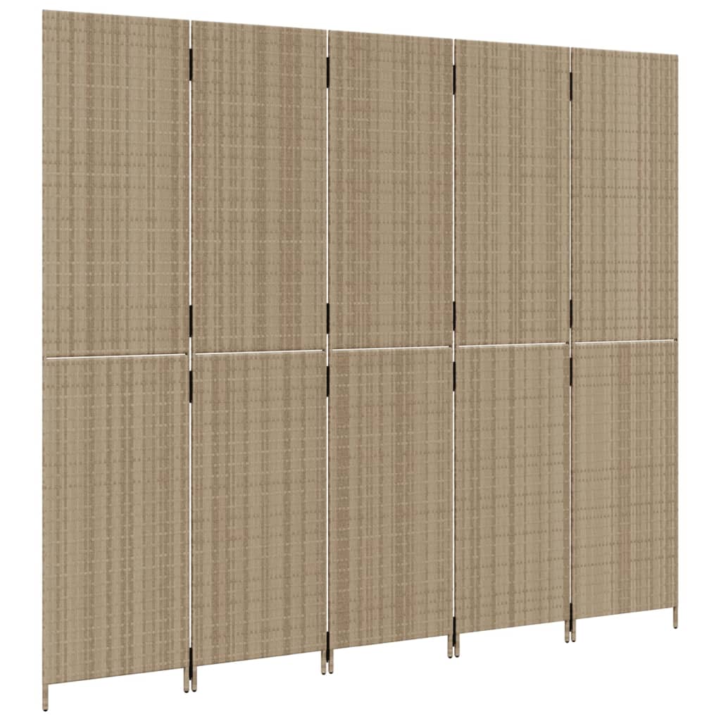 rumdeler 5 paneler polyrattan beige