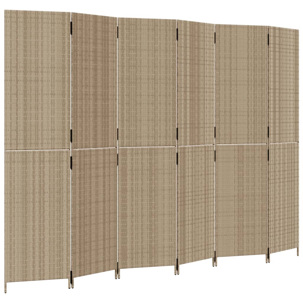 rumdeler 6 paneler polyrattan beige