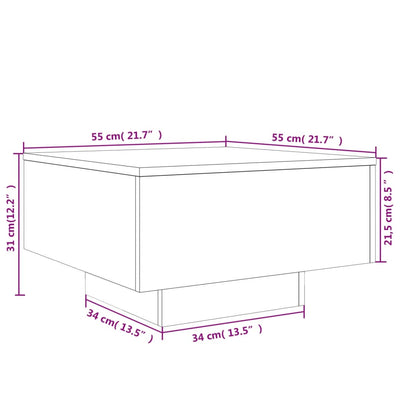 sofabord 55x55x31 cm konstrueret træ betongrå