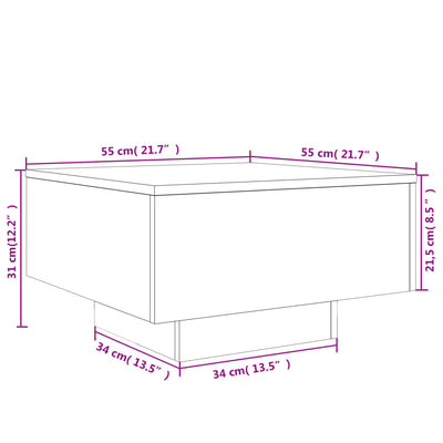 sofabord 55x55x31 cm konstrueret træ røget egetræsfarve