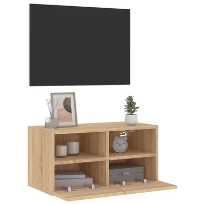 væghængt tv-bord 60x30x30 cm konstrueret træ sonoma-eg