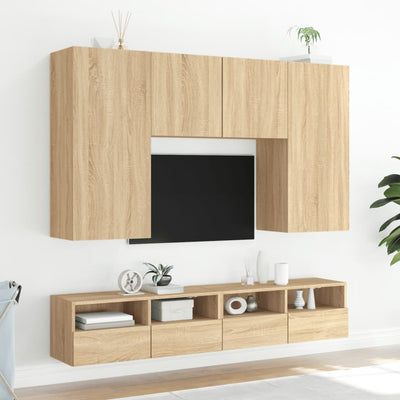 væghængt tv-bord 80x30x30 cm konstrueret træ sonoma-eg