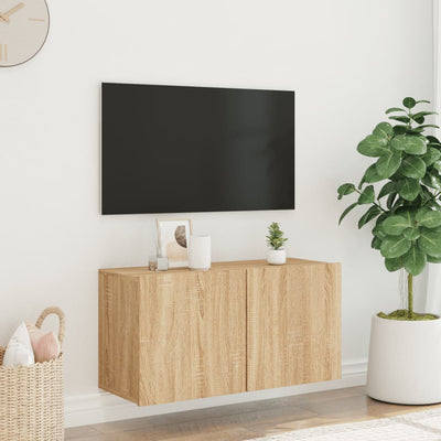 væghængt tv-bord 80x30x41 cm sonoma-eg