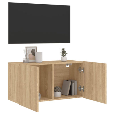 væghængt tv-bord 80x30x41 cm sonoma-eg