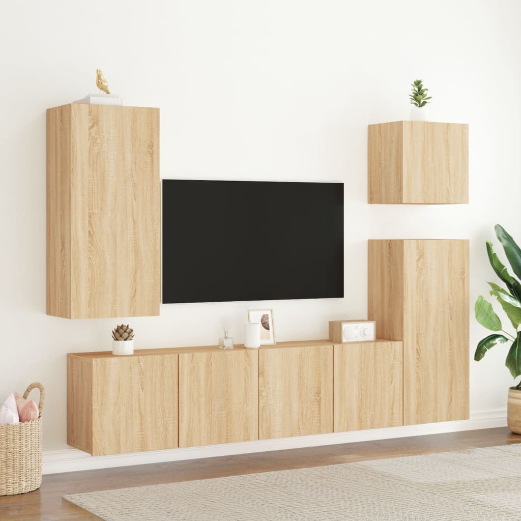 væghængte tv-borde 2 stk. 80x30x41 cm sonoma-eg